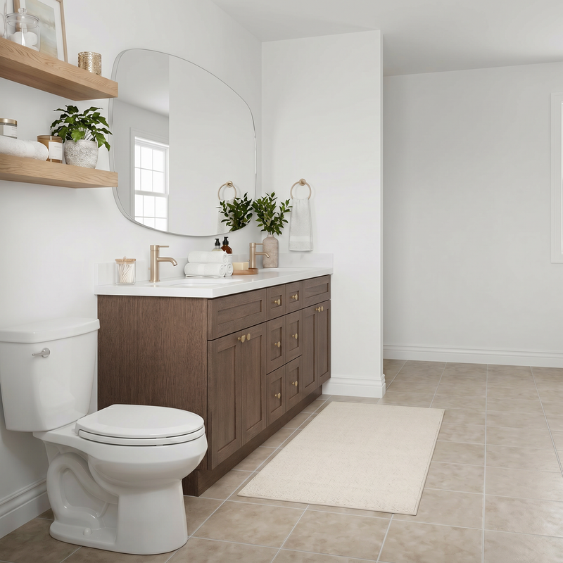 84" Coffee Bean Shaker Bathroom Vanity with Quartz Top – Double Sink