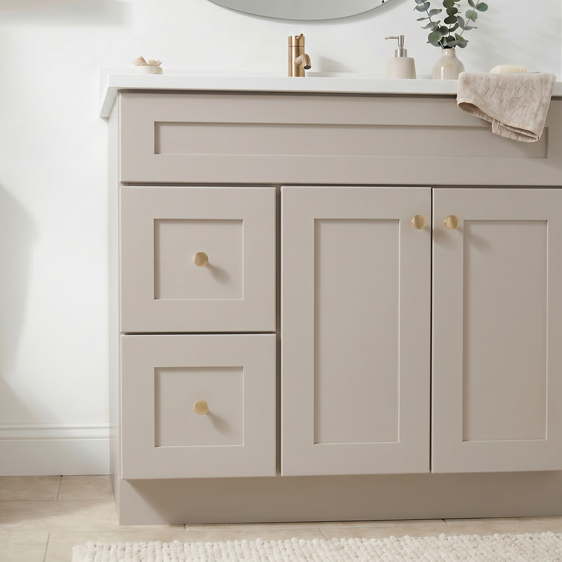 36" Taupe Shaker Bathroom Vanity with Quartz Top – Single Sink