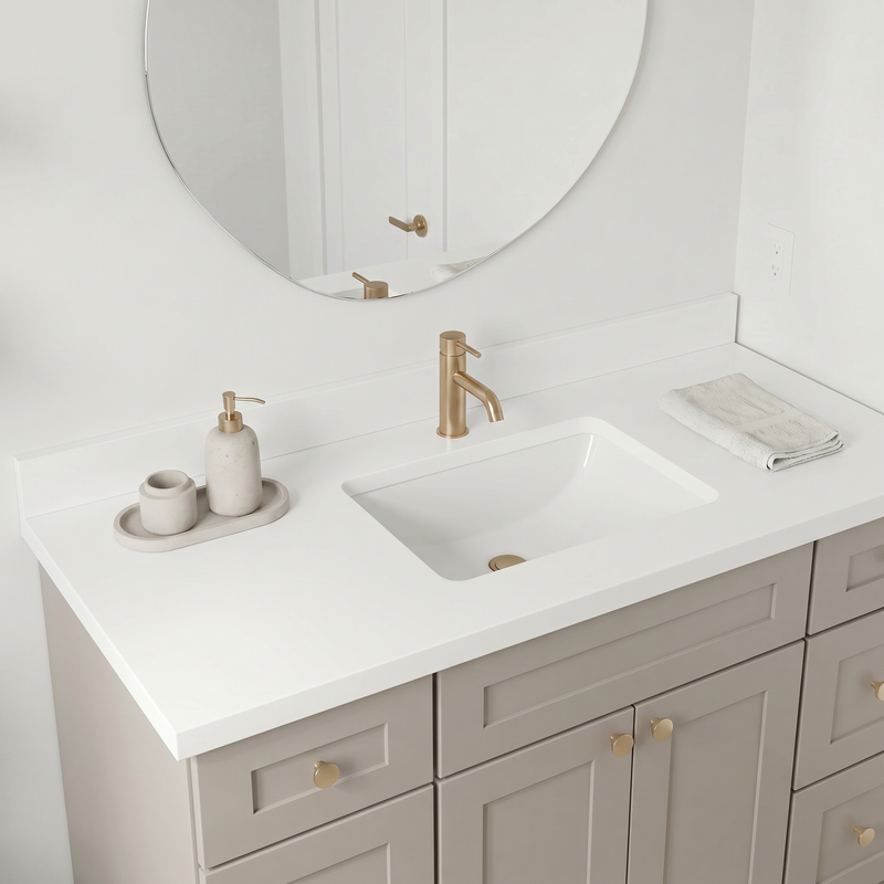48" Taupe Shaker Bathroom Vanity with Quartz Top – Single Sink