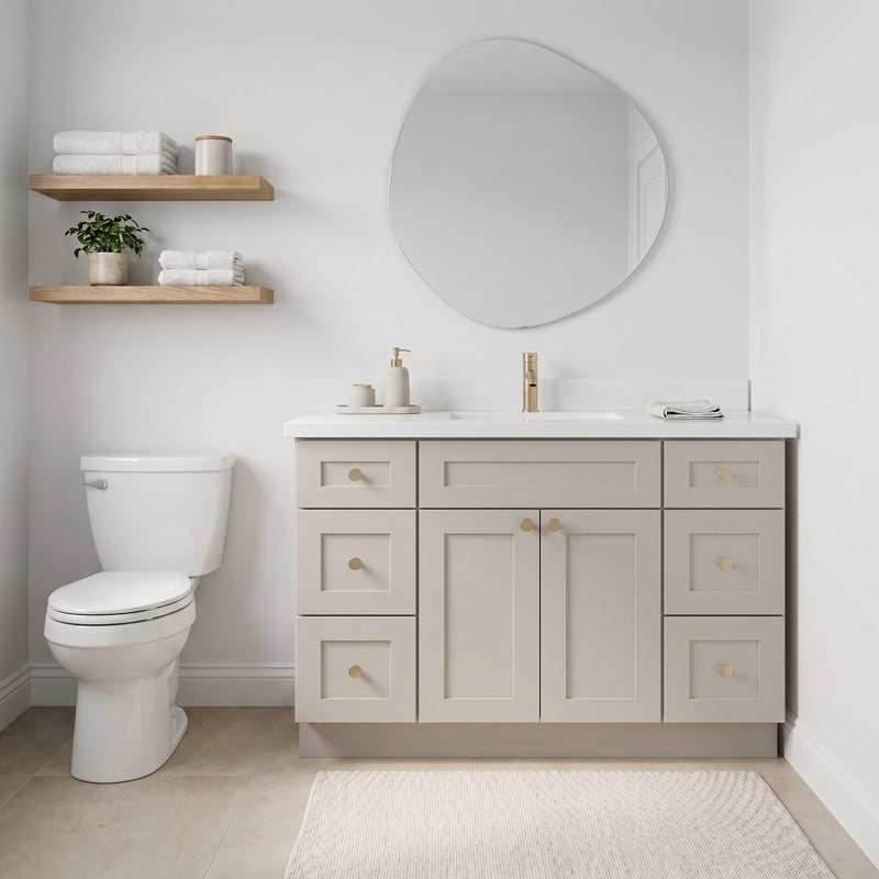 48" Taupe Shaker Bathroom Vanity with Quartz Top – Single Sink