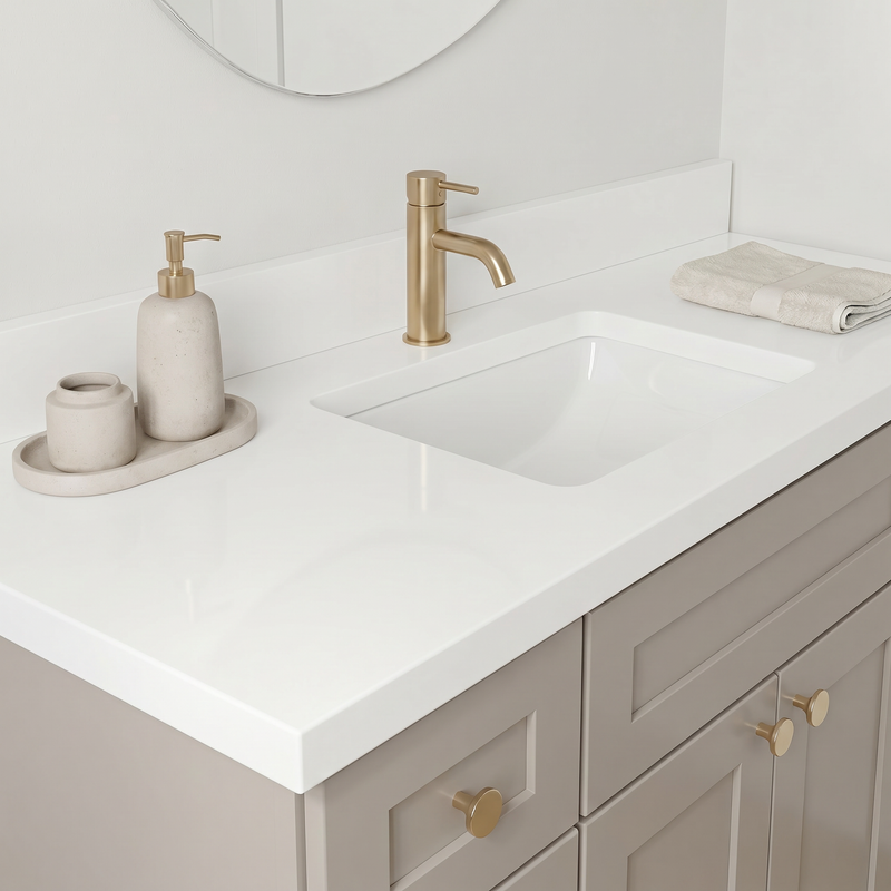 48" Taupe Shaker Bathroom Vanity with Quartz Top – Single Sink