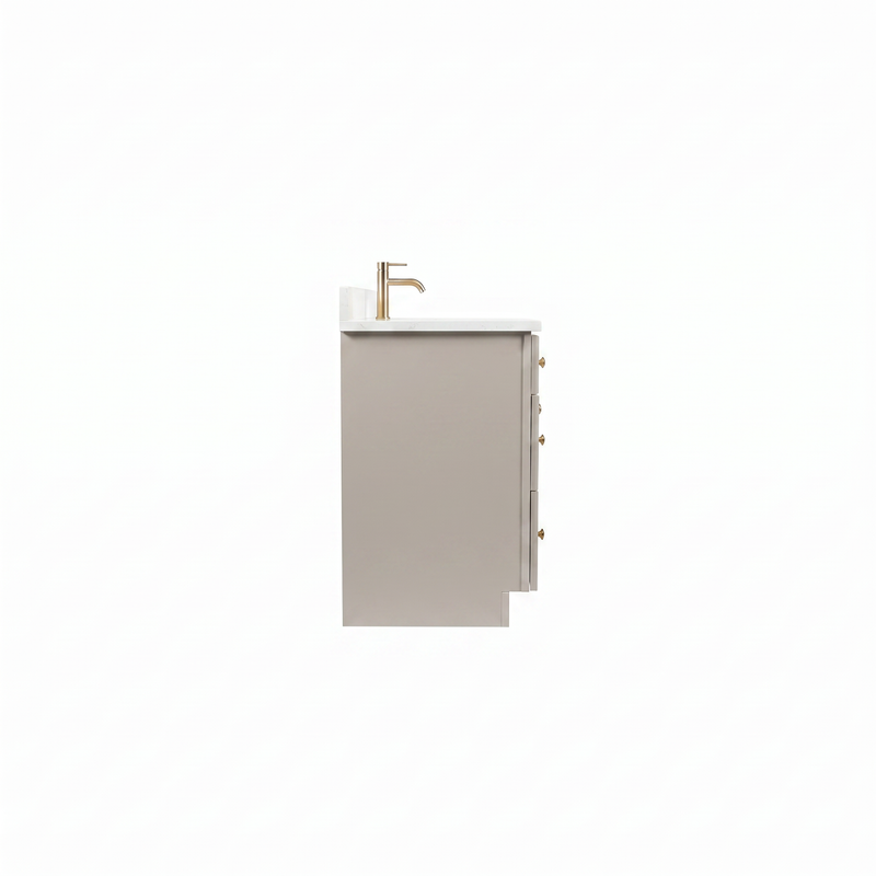 60" Taupe Shaker Bathroom Vanity with Quartz Top – Single Sink