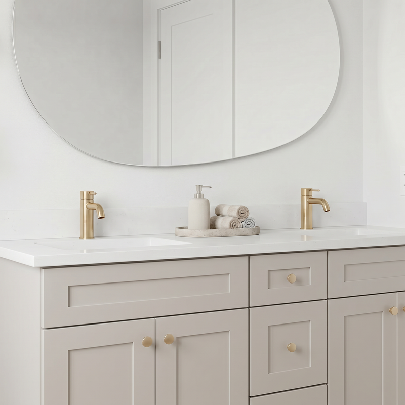 60" Taupe Shaker Bathroom Vanity with Quartz Top – Double Sink