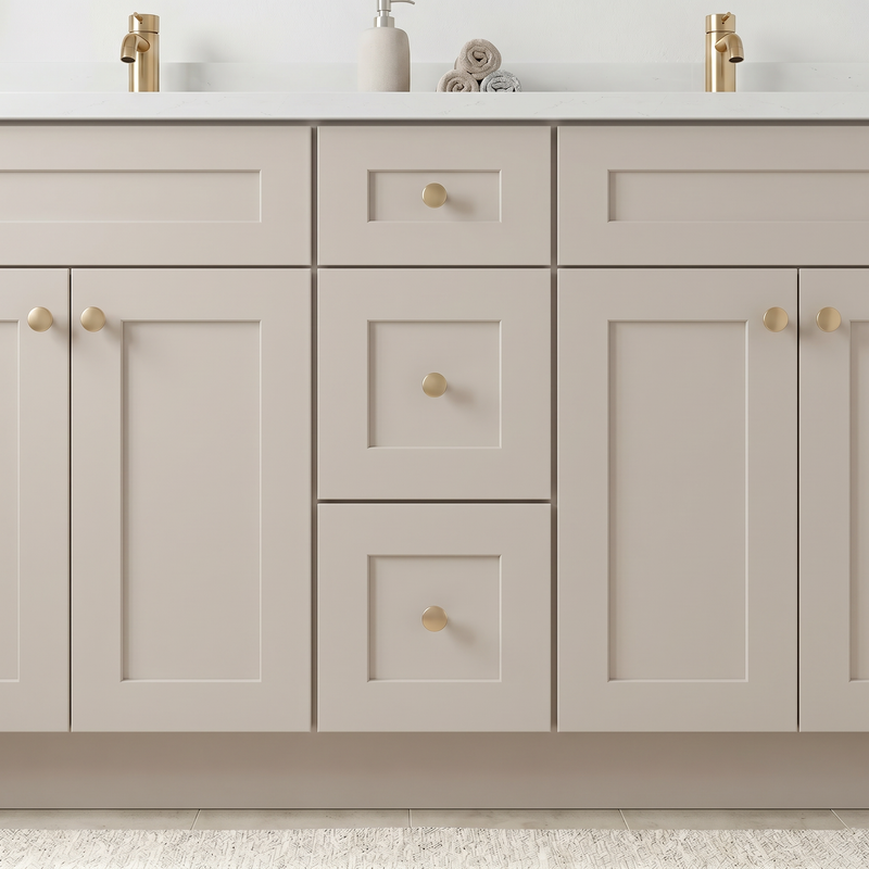 60" Taupe Shaker Bathroom Vanity with Quartz Top – Double Sink