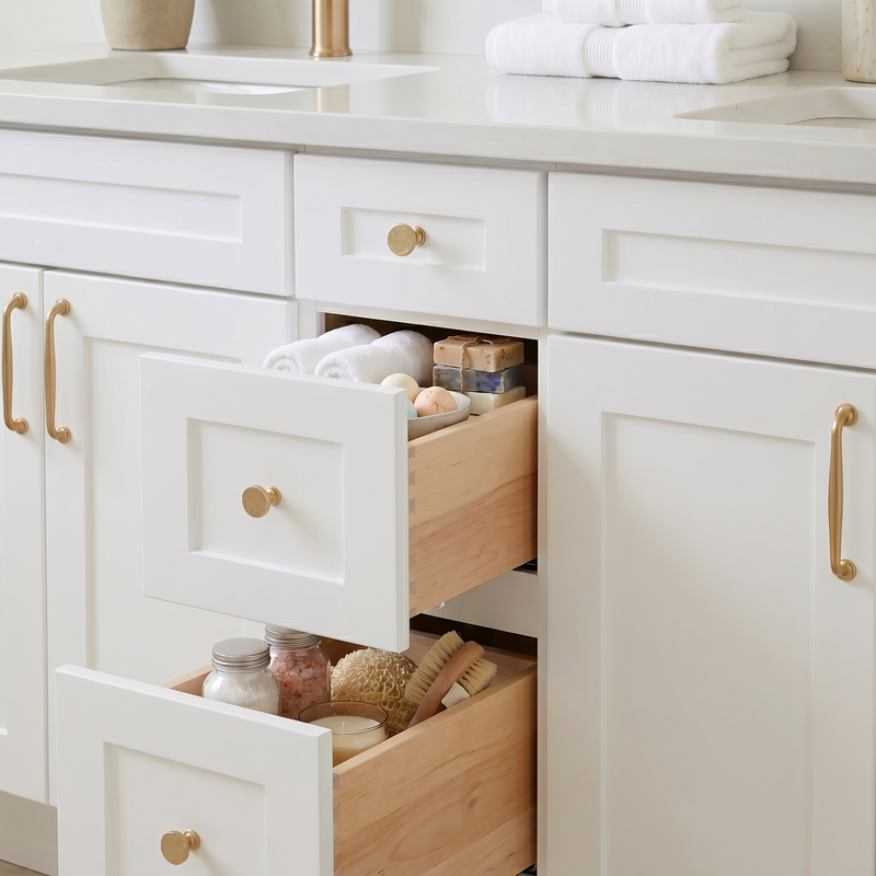 60" White Shaker Bathroom Vanity with Quartz Top – Double Sink