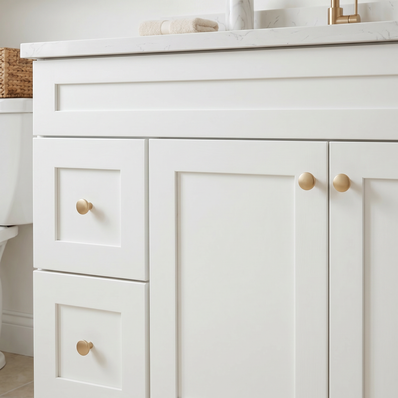 42" White Shaker Bathroom Vanity with Quartz Top – Single Sink