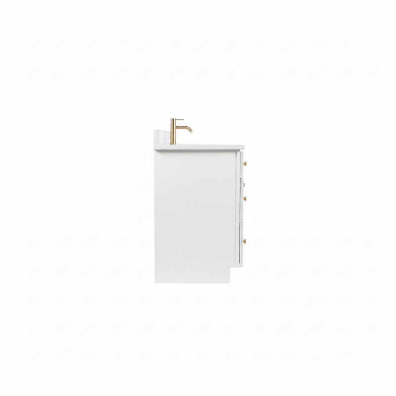 60" White Shaker Bathroom Vanity with Quartz Top – Single Sink