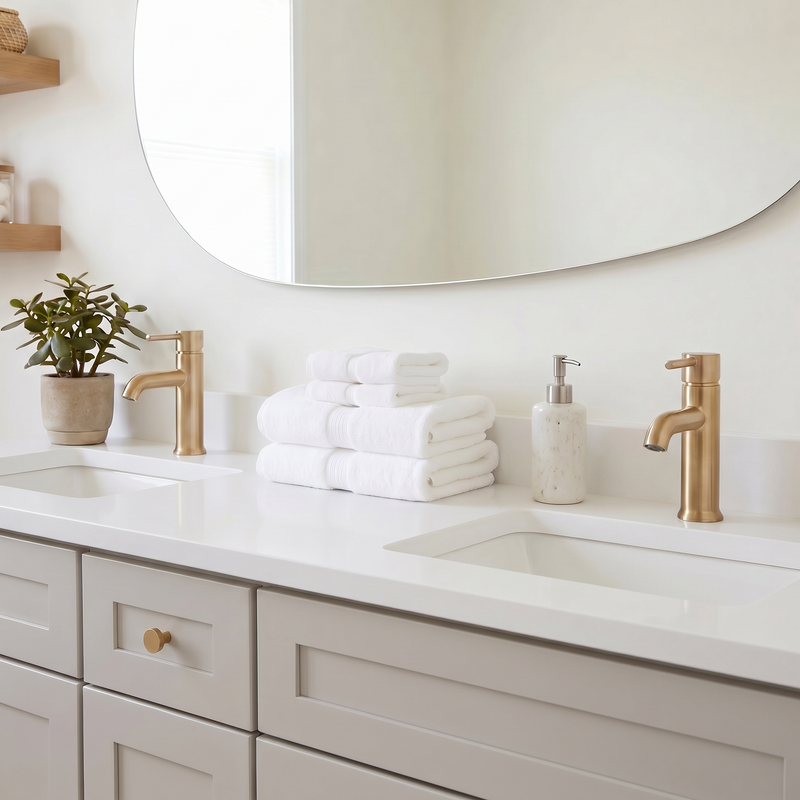 72" Taupe Shaker Bathroom Vanity with Quartz Top – Double Sink