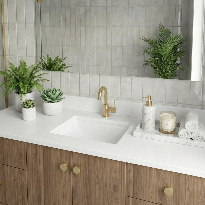 60" Frozen Walnut European Vanity with Quartz Top – Single Sink