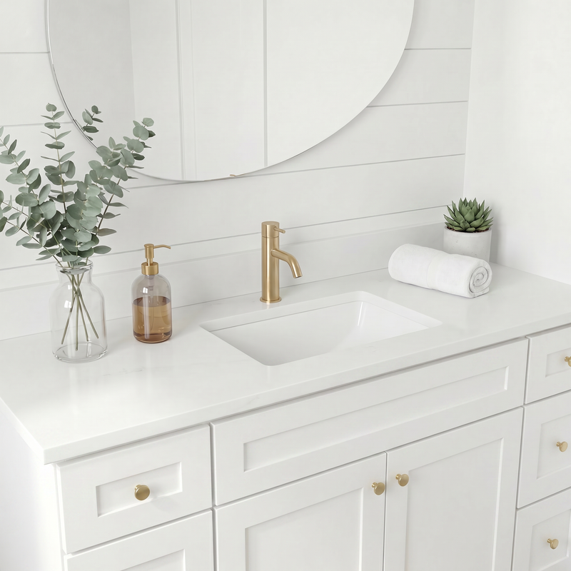 60" White Shaker Bathroom Vanity with Quartz Top – Single Sink