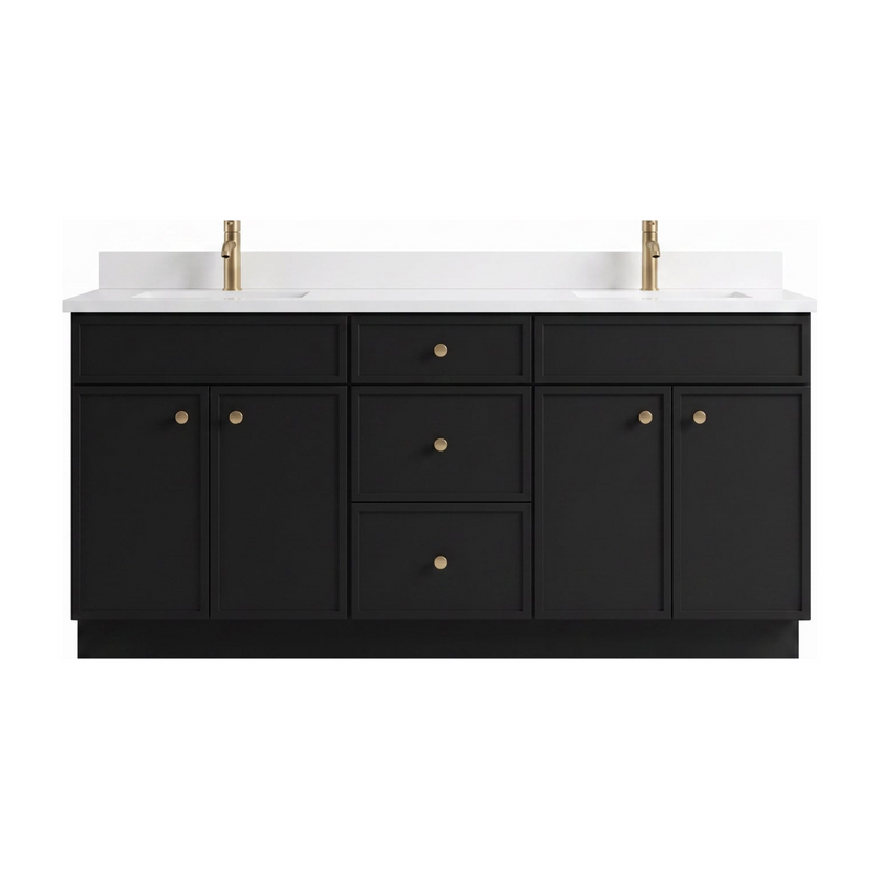 72" Slim Shaker Bathroom Vanity – Black – Double Sink