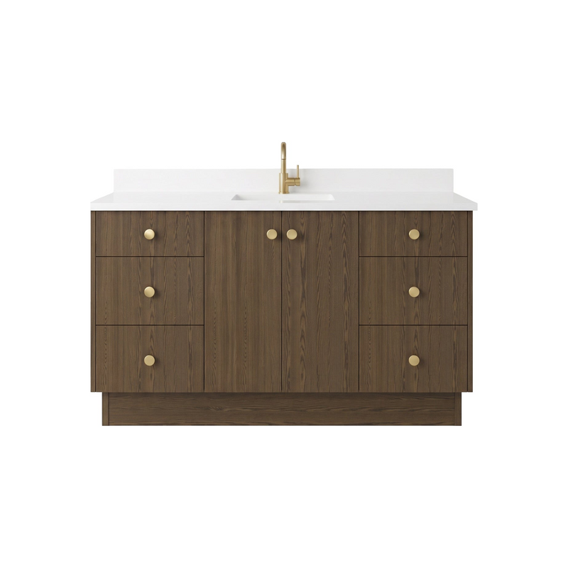 60" Cinnamon Triba European Vanity with Quartz Top – Single Sink