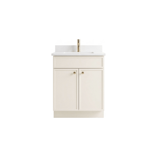 24" Off White Slim Shaker Bathroom Vanity with Quartz Top