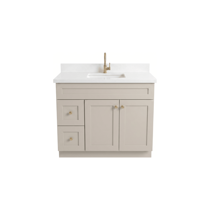 42" Taupe Shaker Bathroom Vanity with Quartz Top – Single Sink