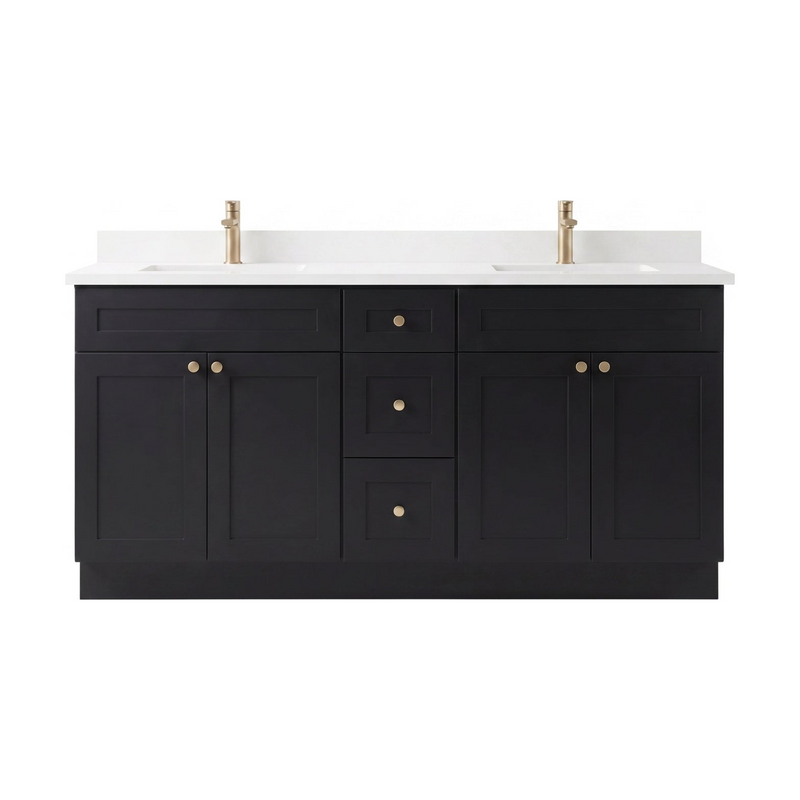 72" Shaker Bathroom Vanity – Black – Double Sink