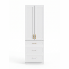White Linen Tower Cabinet — Solid Oak