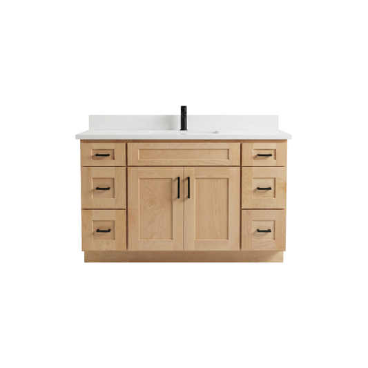 48" Maple Shaker Bathroom Vanity with Quartz Top – Single Sink