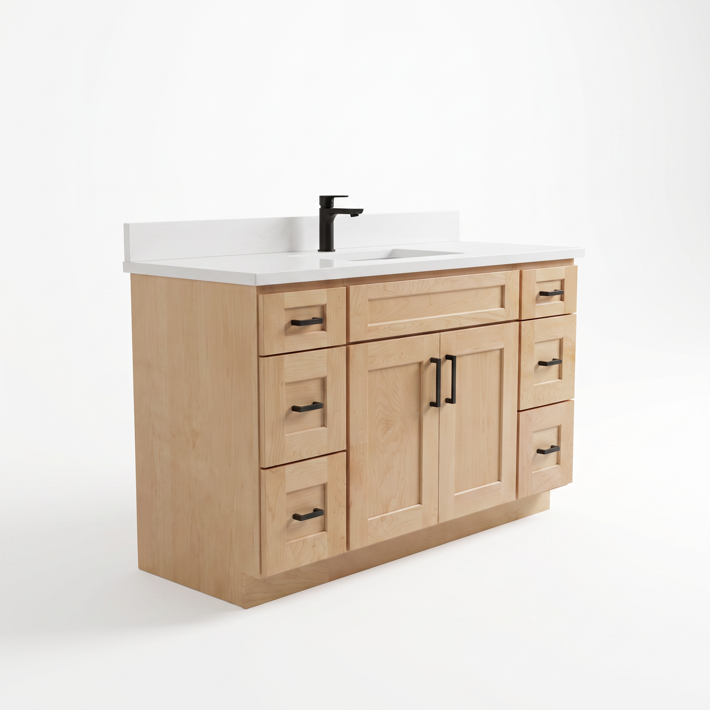 48" Maple Shaker Bathroom Vanity with Quartz Top – Single Sink