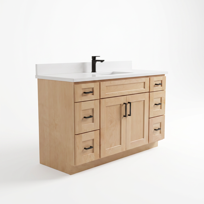 48" Maple Shaker Bathroom Vanity with Quartz Top – Single Sink