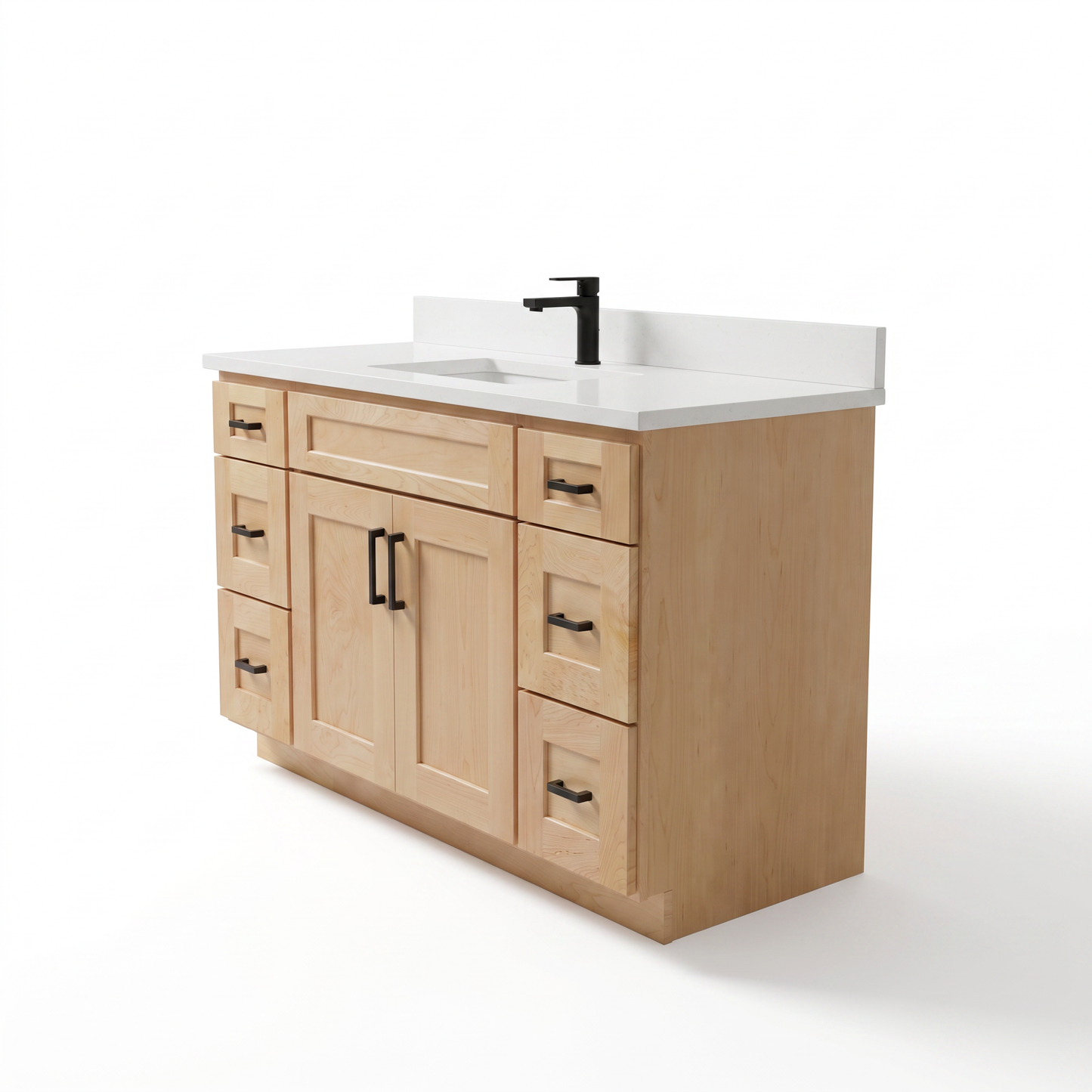48" Maple Shaker Bathroom Vanity with Quartz Top – Single Sink