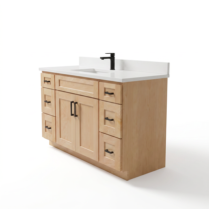 48" Maple Shaker Bathroom Vanity with Quartz Top – Single Sink