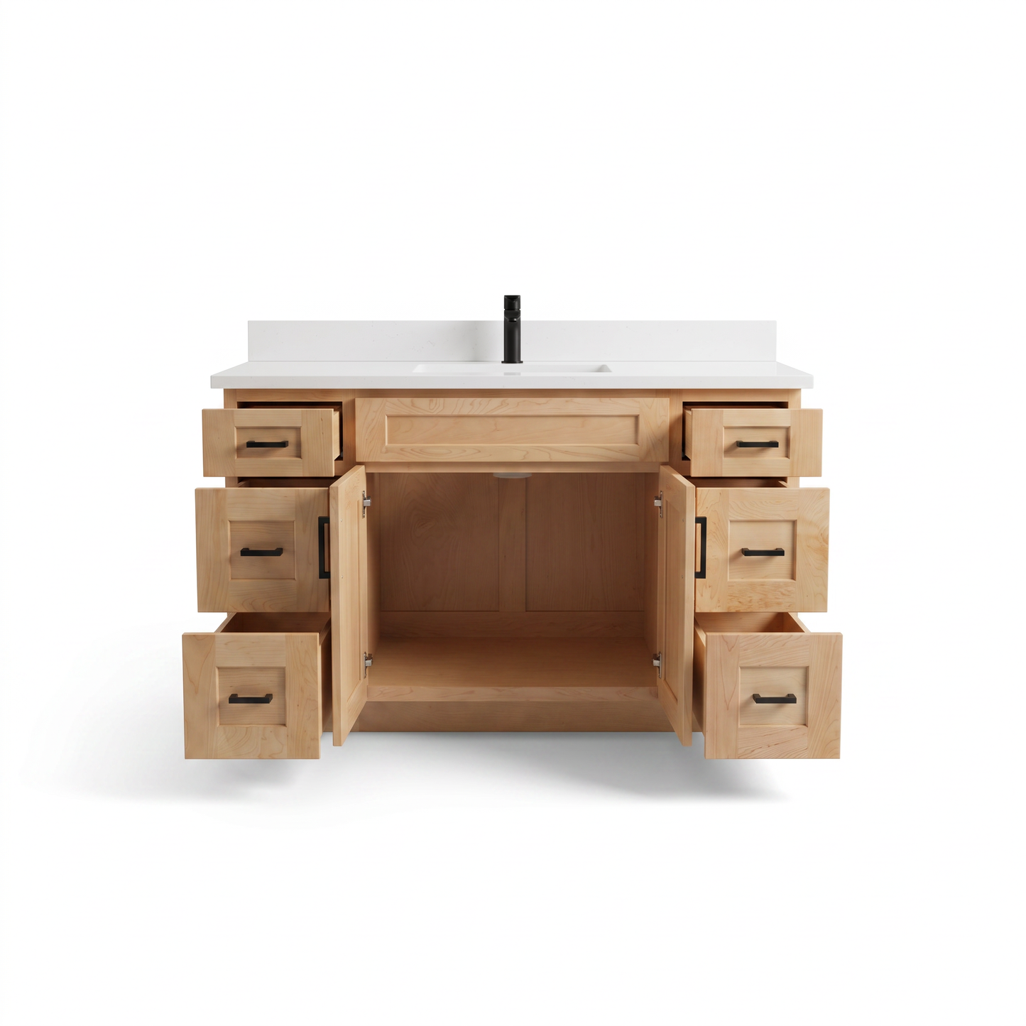 48" Maple Shaker Bathroom Vanity with Quartz Top – Single Sink