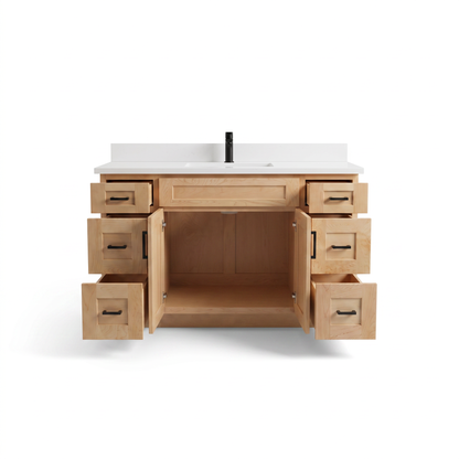 48" Maple Shaker Bathroom Vanity with Quartz Top – Single Sink