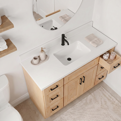 48" Maple Shaker Bathroom Vanity with Quartz Top – Single Sink