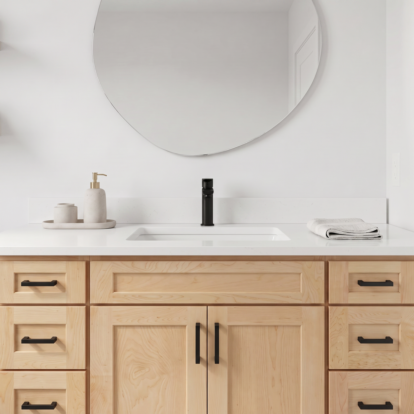 48" Maple Shaker Bathroom Vanity with Quartz Top – Single Sink