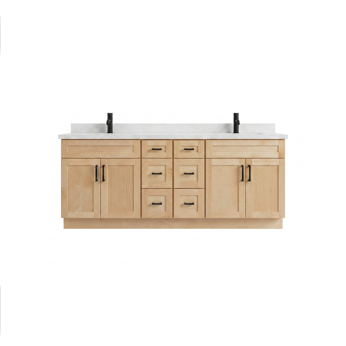 84" Maple Shaker Bathroom Vanity with Quartz Top – Double Sink