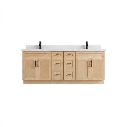 84" Maple Shaker Bathroom Vanity with Quartz Top – Double Sink