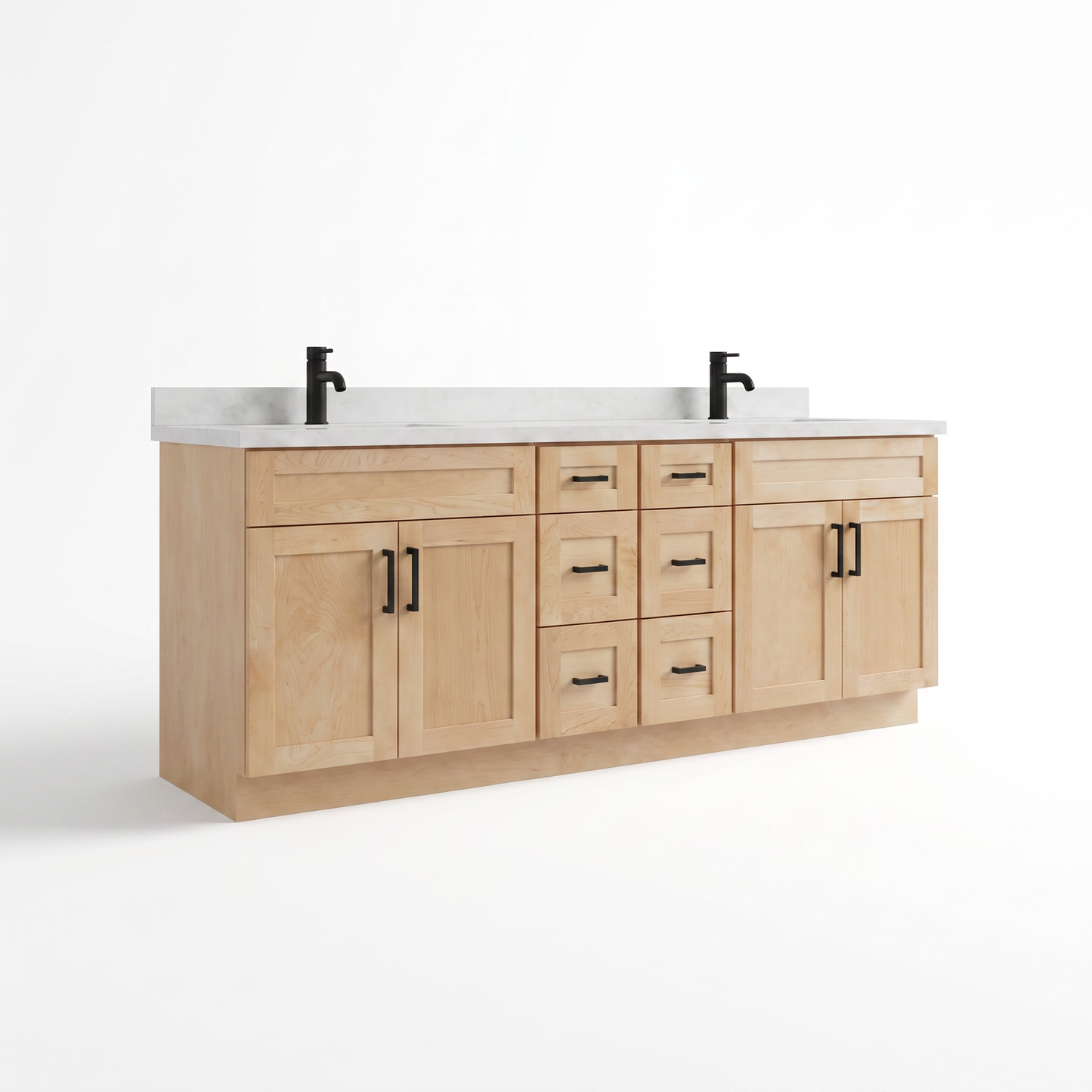 84" Maple Shaker Bathroom Vanity with Quartz Top – Double Sink