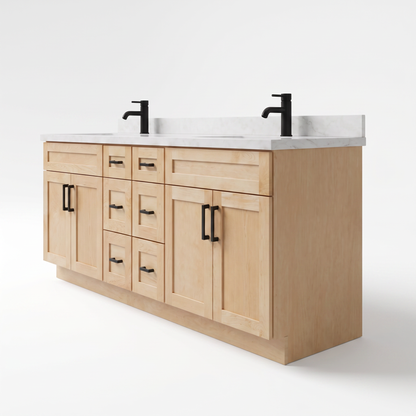 84" Maple Shaker Bathroom Vanity with Quartz Top – Double Sink