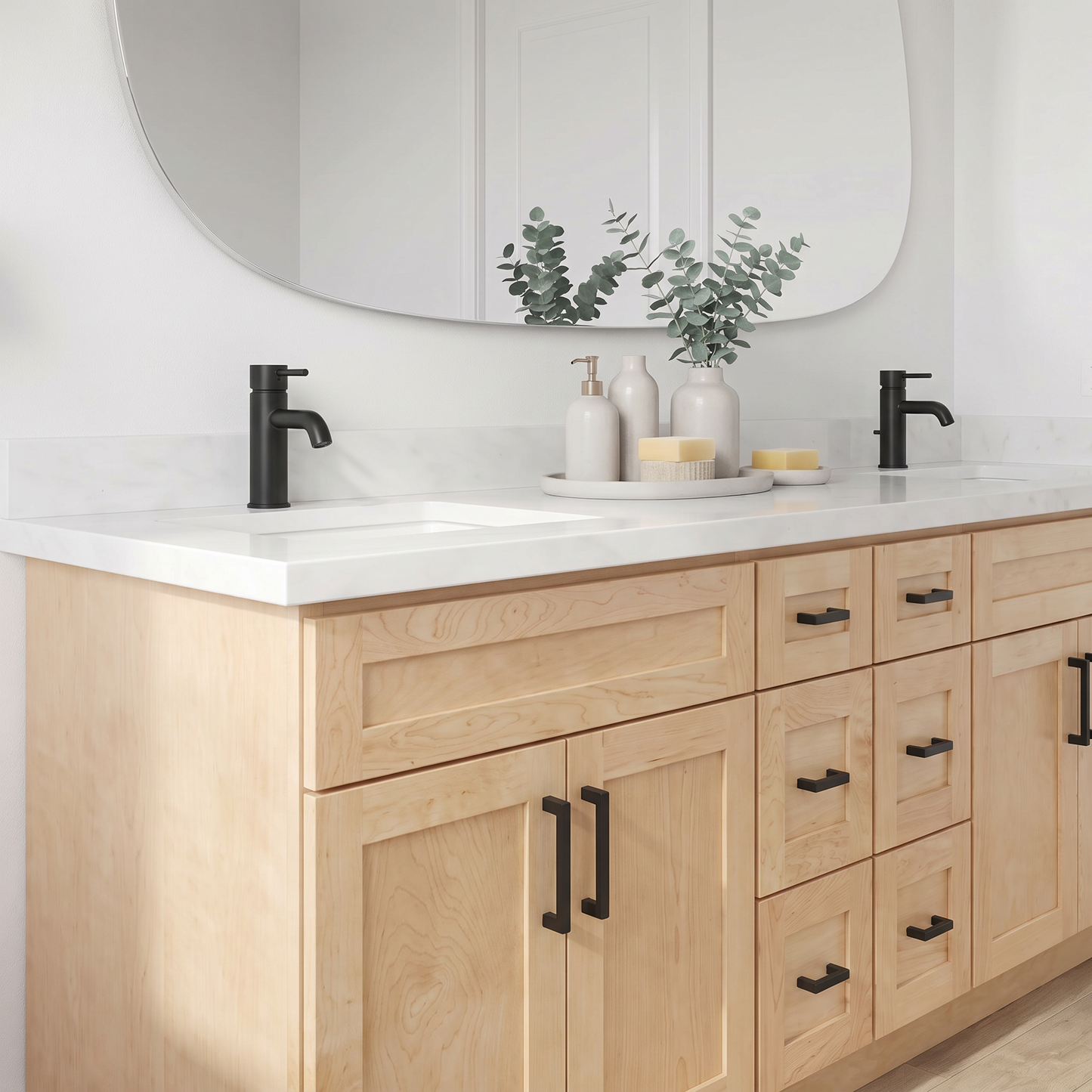 84" Maple Shaker Bathroom Vanity with Quartz Top – Double Sink