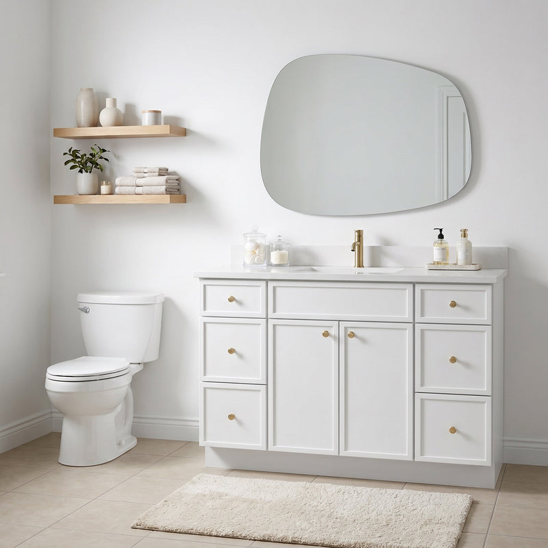48" White Slim Shaker Bathroom Vanity with Quartz Top