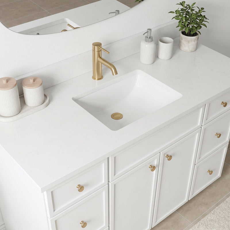 48" White Slim Shaker Bathroom Vanity with Quartz Top