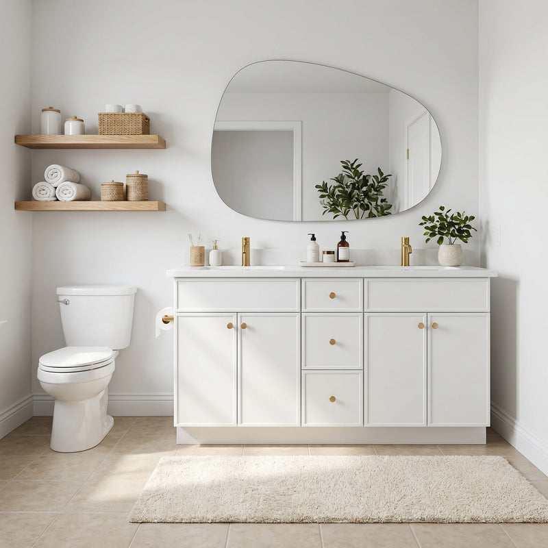 60" White Slim Shaker Bathroom Vanity with Quartz Top – Double Sink