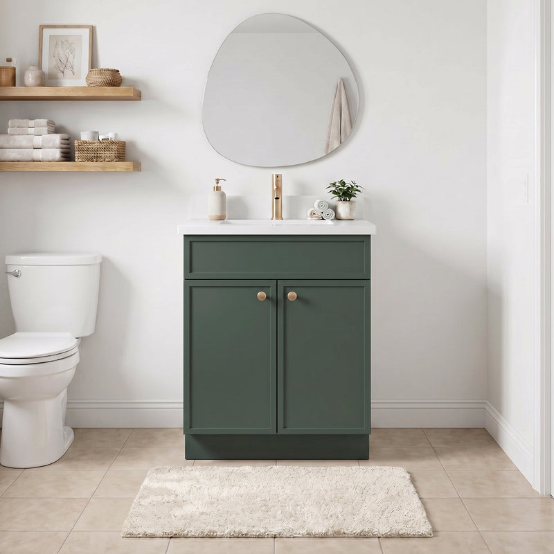 24" Slim Shaker Bathroom Vanity – Forest Green