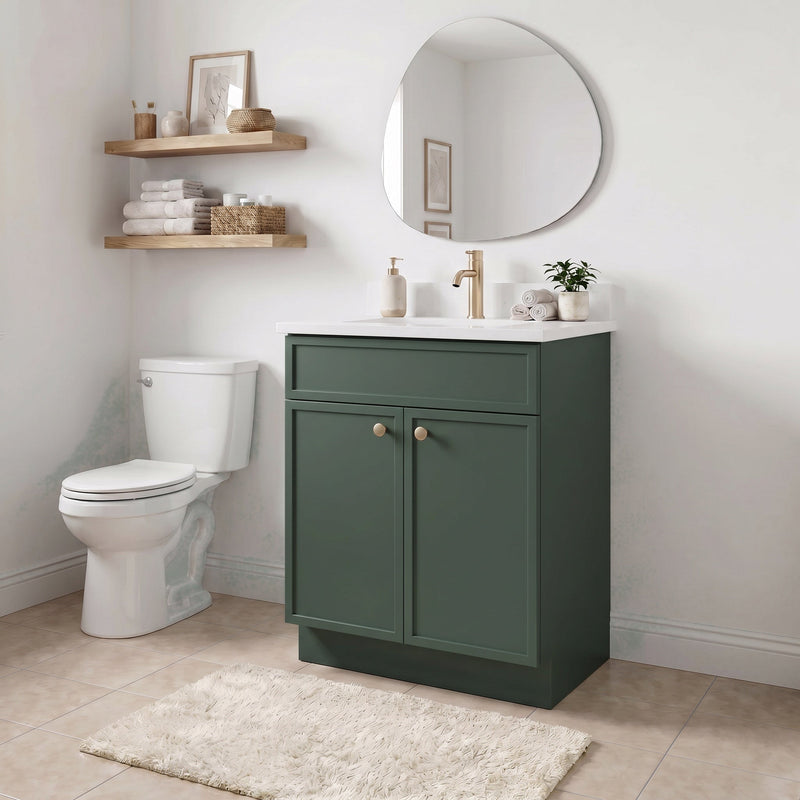 24" Slim Shaker Bathroom Vanity – Forest Green