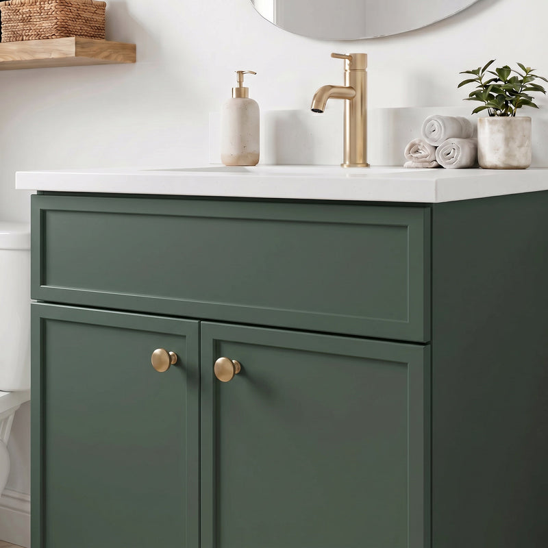 24" Slim Shaker Bathroom Vanity – Forest Green