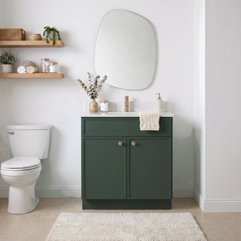 30" Slim Shaker Bathroom Vanity – Forest Green