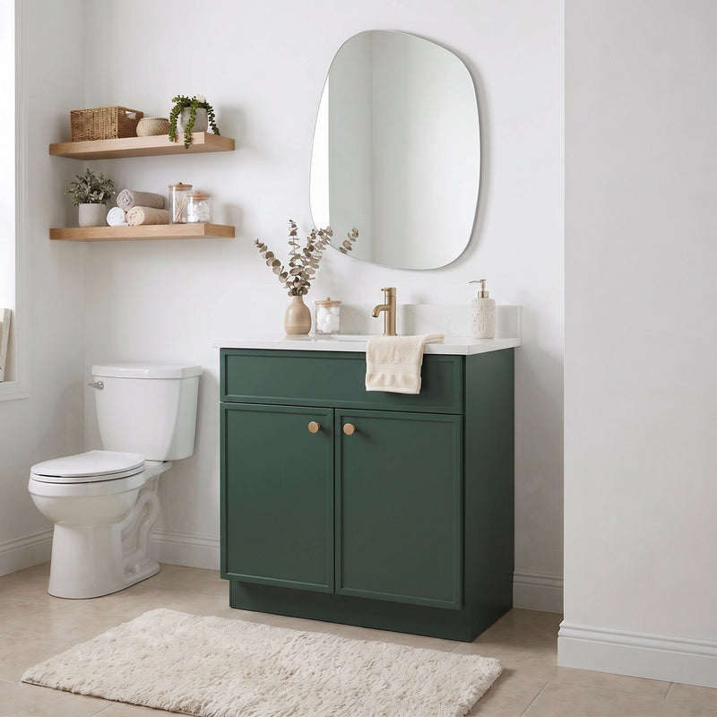 30" Slim Shaker Bathroom Vanity – Forest Green