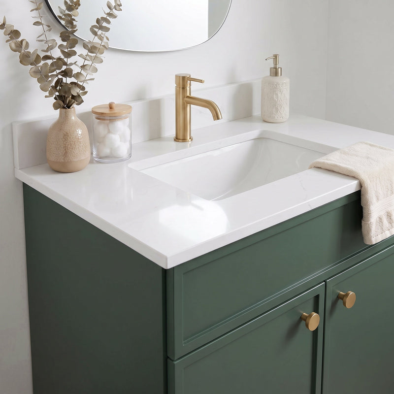 30" Slim Shaker Bathroom Vanity – Forest Green