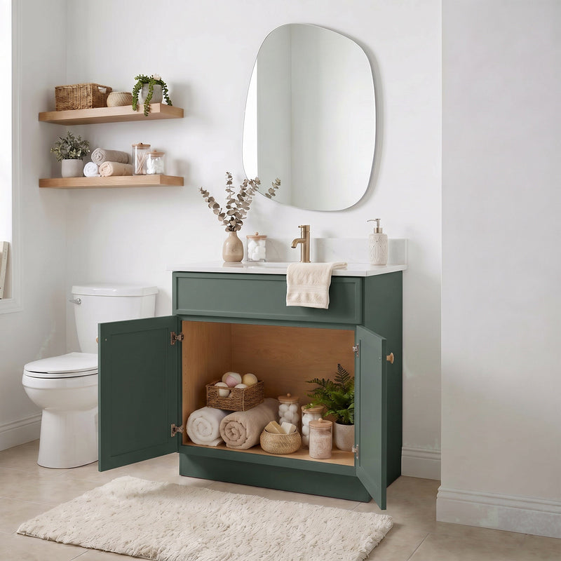 30" Slim Shaker Bathroom Vanity – Forest Green