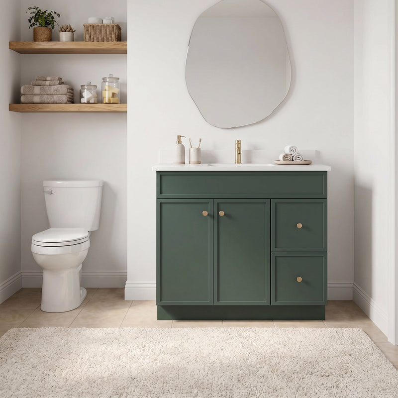 36" Slim Shaker Bathroom Vanity – Forest Green