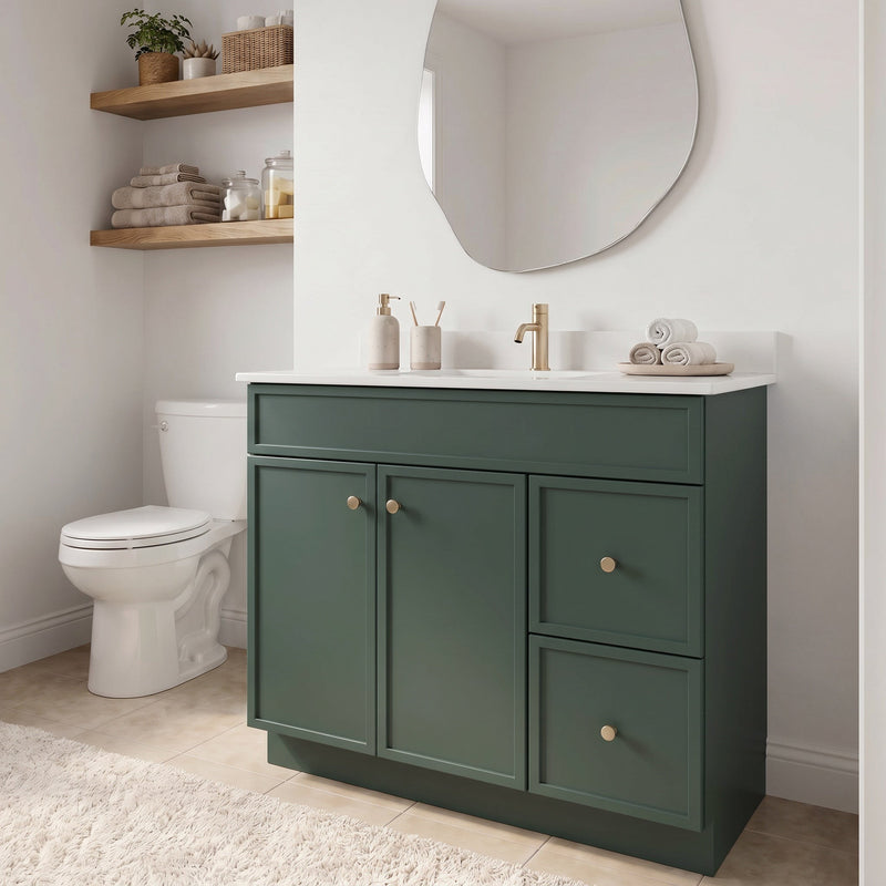 36" Slim Shaker Bathroom Vanity – Forest Green