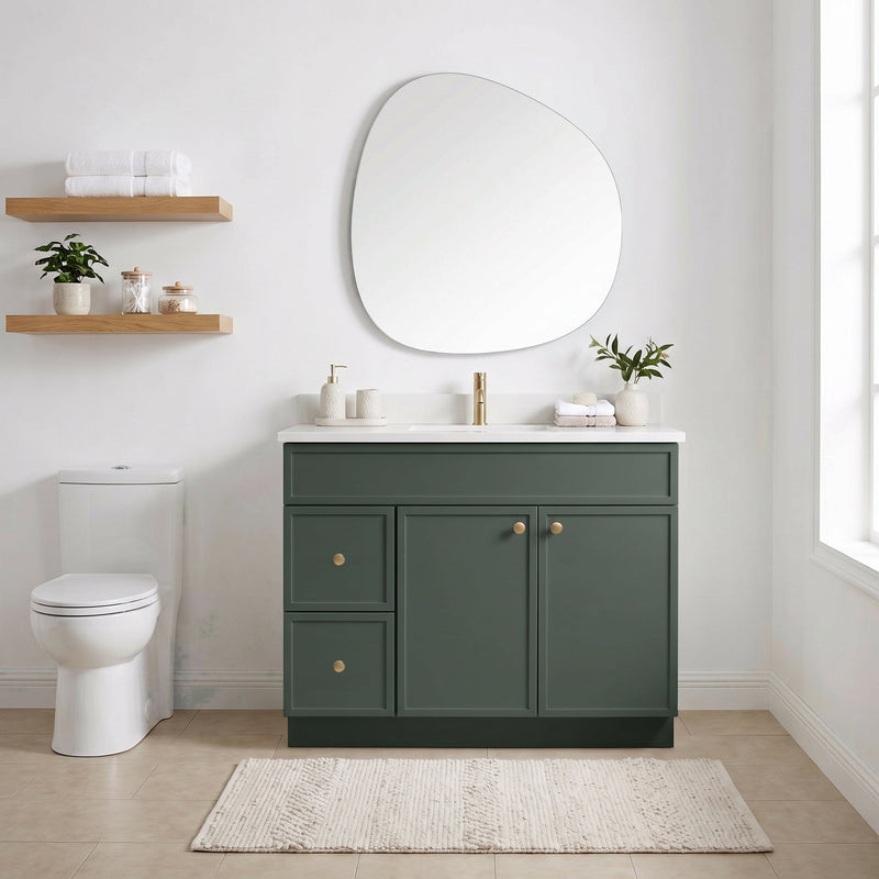 42" Slim Shaker Bathroom Vanity – Forest Green