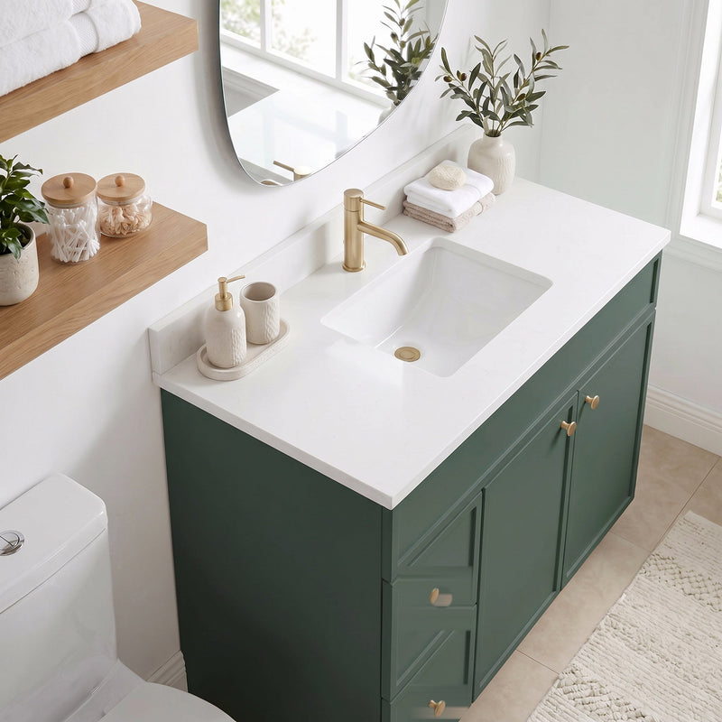 42" Slim Shaker Bathroom Vanity – Forest Green