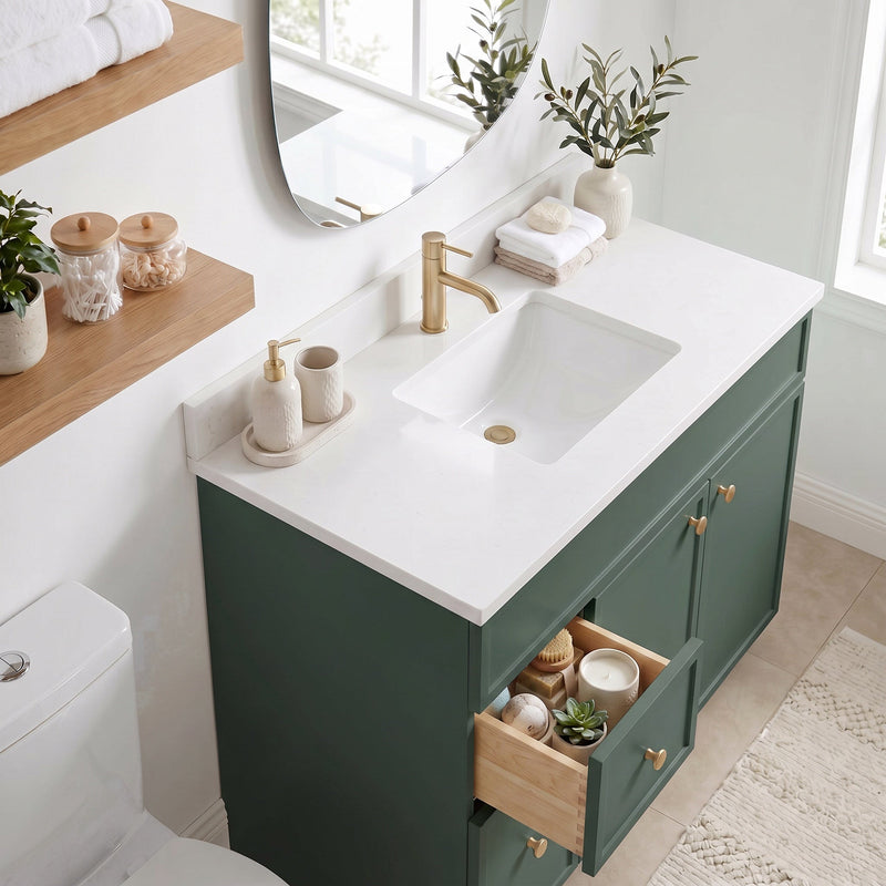 42" Slim Shaker Bathroom Vanity – Forest Green