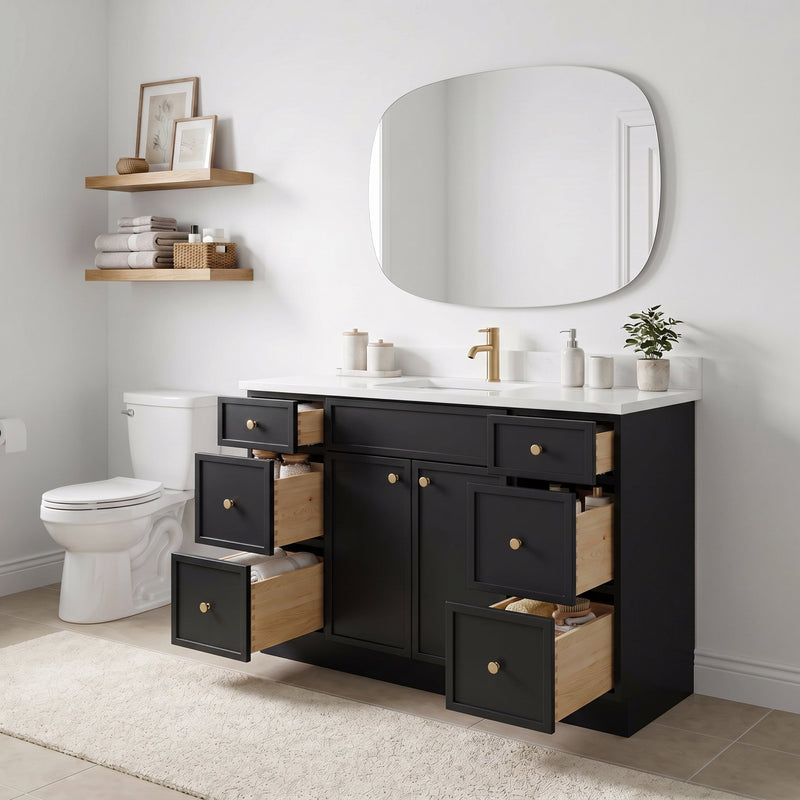 48" Slim Shaker Bathroom Vanity – Black